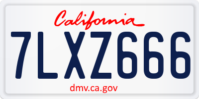 CA license plate 7LXZ666