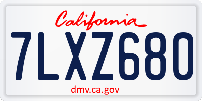 CA license plate 7LXZ680