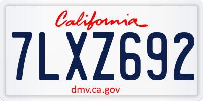 CA license plate 7LXZ692