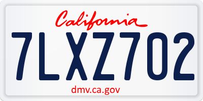 CA license plate 7LXZ702