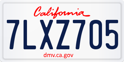 CA license plate 7LXZ705