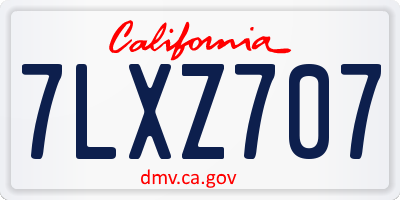 CA license plate 7LXZ707