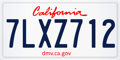 CA license plate 7LXZ712