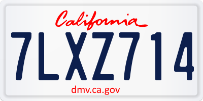 CA license plate 7LXZ714