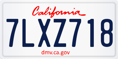 CA license plate 7LXZ718