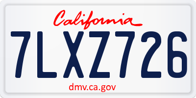 CA license plate 7LXZ726