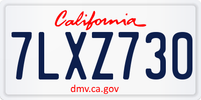 CA license plate 7LXZ730
