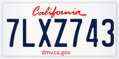 CA license plate 7LXZ743
