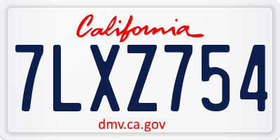 CA license plate 7LXZ754