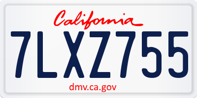 CA license plate 7LXZ755