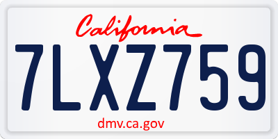 CA license plate 7LXZ759