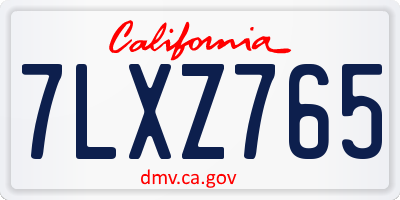 CA license plate 7LXZ765