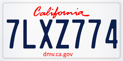 CA license plate 7LXZ774