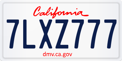 CA license plate 7LXZ777