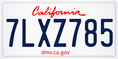 CA license plate 7LXZ785