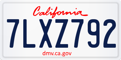 CA license plate 7LXZ792
