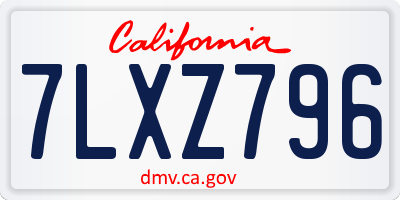 CA license plate 7LXZ796