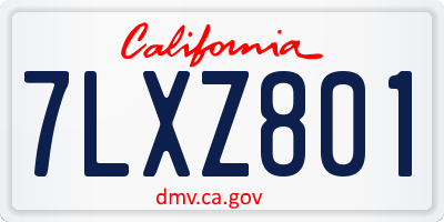 CA license plate 7LXZ801