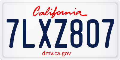 CA license plate 7LXZ807