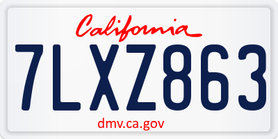 CA license plate 7LXZ863