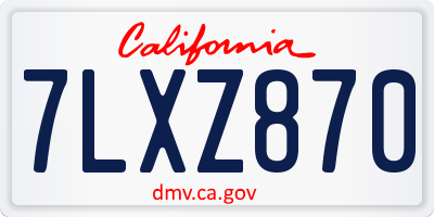 CA license plate 7LXZ870