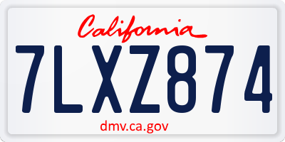 CA license plate 7LXZ874