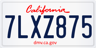 CA license plate 7LXZ875