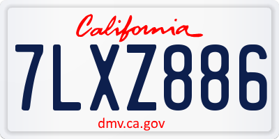 CA license plate 7LXZ886