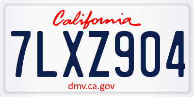CA license plate 7LXZ904