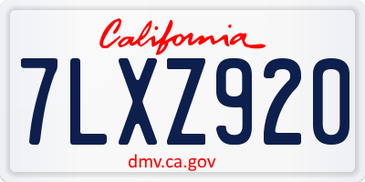 CA license plate 7LXZ920