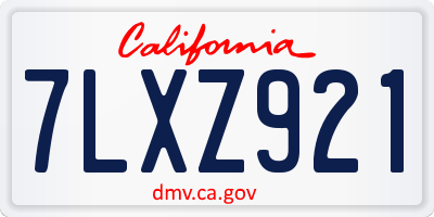 CA license plate 7LXZ921