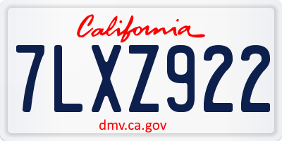 CA license plate 7LXZ922