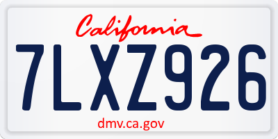 CA license plate 7LXZ926