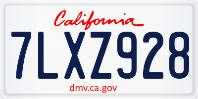 CA license plate 7LXZ928