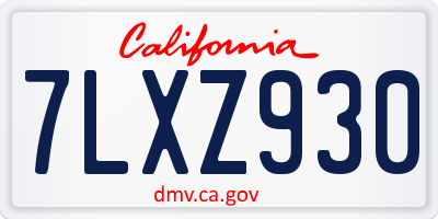 CA license plate 7LXZ930