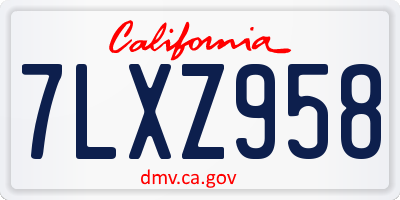 CA license plate 7LXZ958