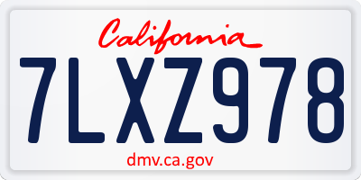 CA license plate 7LXZ978
