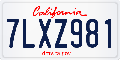 CA license plate 7LXZ981