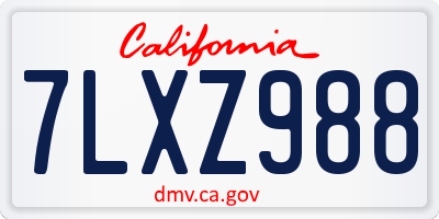 CA license plate 7LXZ988