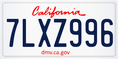 CA license plate 7LXZ996
