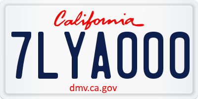 CA license plate 7LYA000
