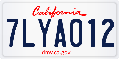 CA license plate 7LYA012