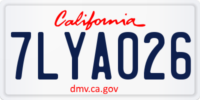 CA license plate 7LYA026