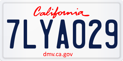 CA license plate 7LYA029