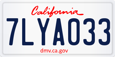 CA license plate 7LYA033