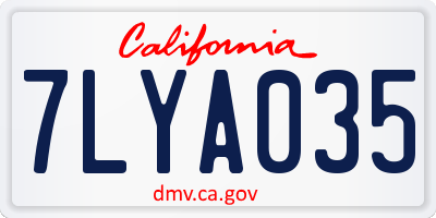 CA license plate 7LYA035
