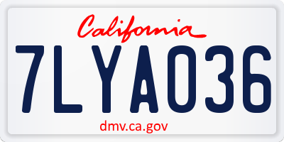 CA license plate 7LYA036