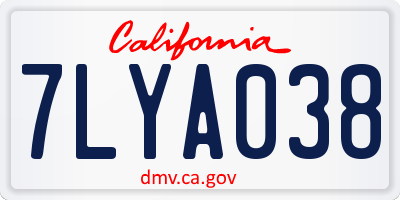 CA license plate 7LYA038