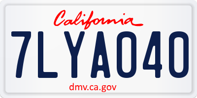 CA license plate 7LYA040