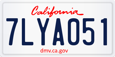 CA license plate 7LYA051